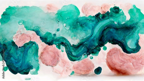 Fototapeta abstract watercolor background texture hand painted graphic resource color water drops burst aquatic green teal sand multicolor banner wallpaper scan