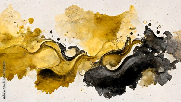 Fototapeta abstract watercolor background texture hand painted graphic resource color water drops burst subtle luxurious luxury gold black grey sand multicolor banner wallpaper scan
