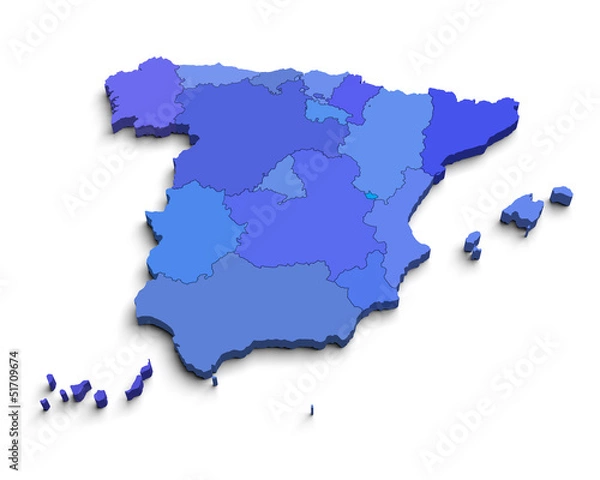 Obraz 3d Spain blue map on white
