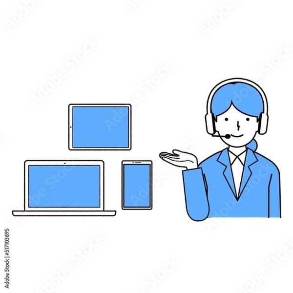 Fototapeta オペレーターの女性のイラスト　：　端末