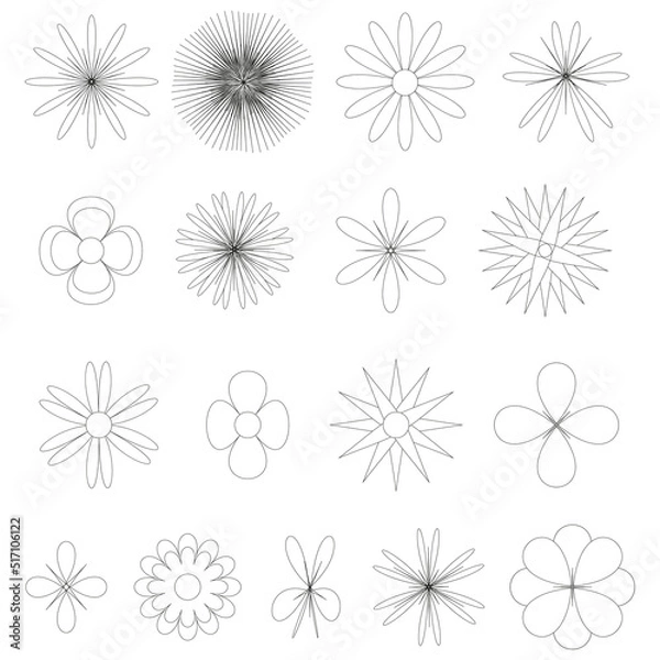 Fototapeta Simple flower line art design. Floral pattern element. Spring decoration. Vector illustration. stock image.