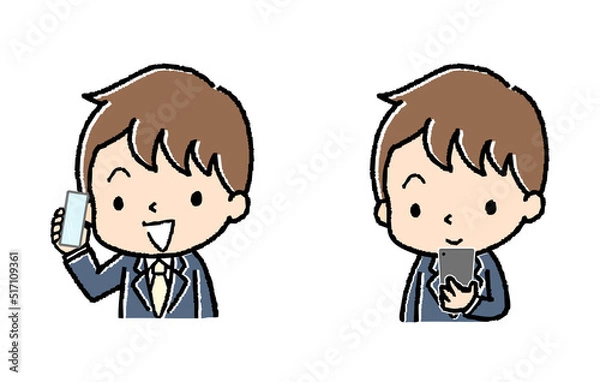 Obraz スマホを持っているスーツの男性