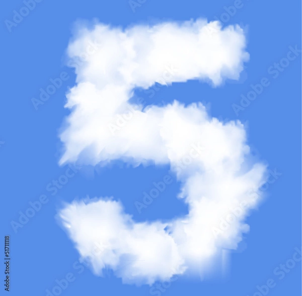 Obraz Number five with clouds written numeral.