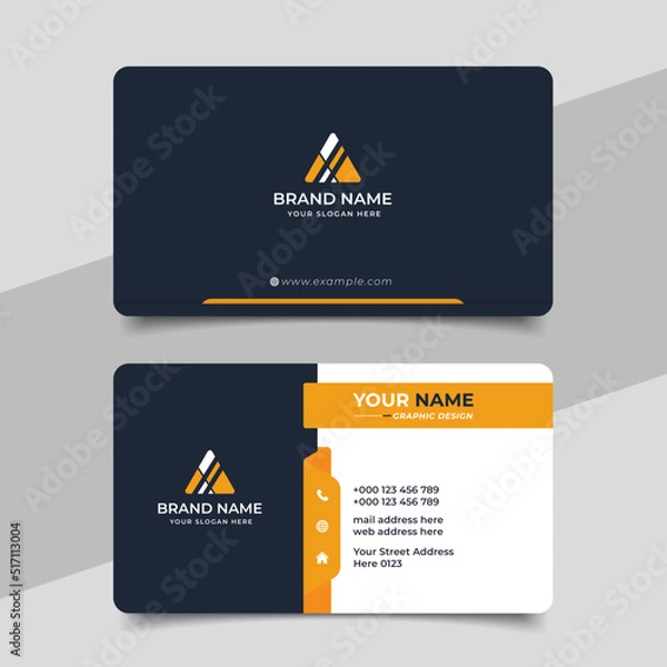 Fototapeta Yellow modern creative business card and name card, horizontal simple clean template vector design