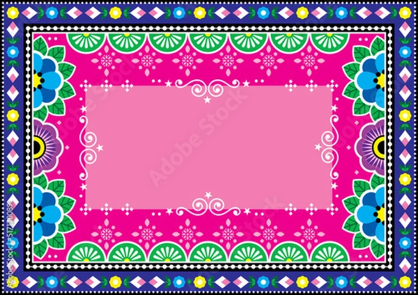Obraz Pakistani and Indian truck art vector template design with empty space for text - perfect for poster, greeting card
