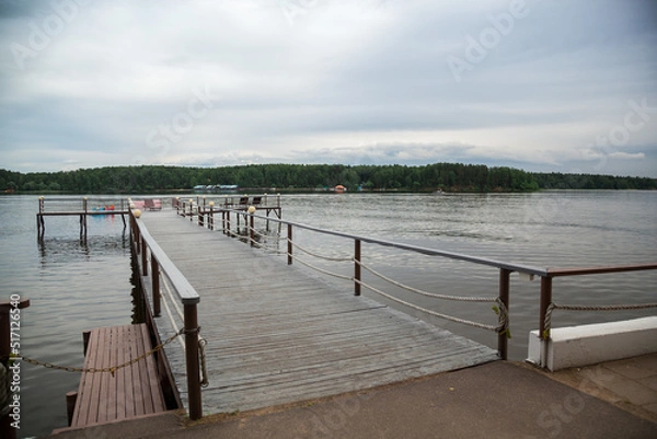 Obraz Wooden pier on the lake in summer.