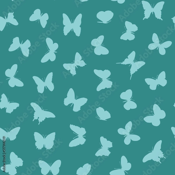 Fototapeta Butterfly collection vector silhouette seamless pattern