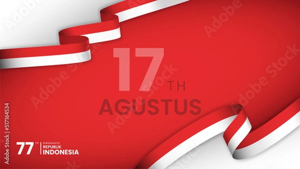 Fototapeta 17 Agustus 77 th Indonesian Independence Day Background Copy Space