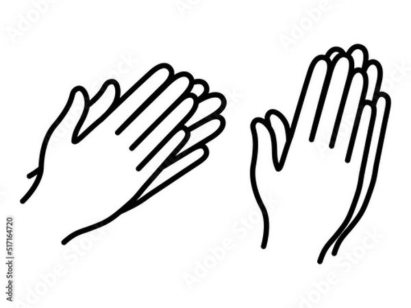 Obraz 拍手　手を合わせる　シンプル　線画