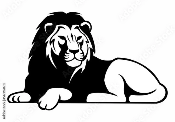 Obraz African lion lying vector image, isolated on white background.
