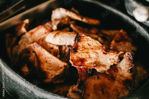 Obraz Fried pork chops served with feijoada in restaurant