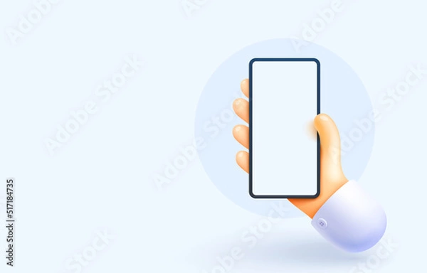 Fototapeta smartphone in hand, pressing the touchscreen, web banner. Vector