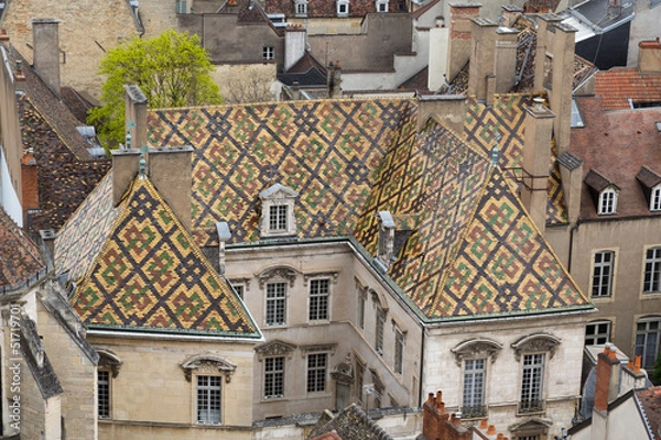 Obraz Toits en tuiles vernies colorées - hotel de vogüé, dijon