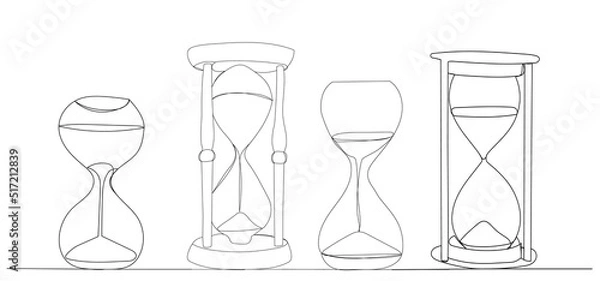 Fototapeta one continuous line drawing hourglass