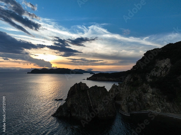 Fototapeta 愛媛県西予市　夕暮れの須崎海岸
