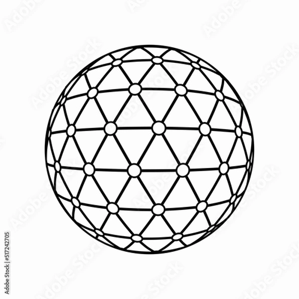 Fototapeta Globe Network Sphere With Triangle Circle Pattern Vector Illustration