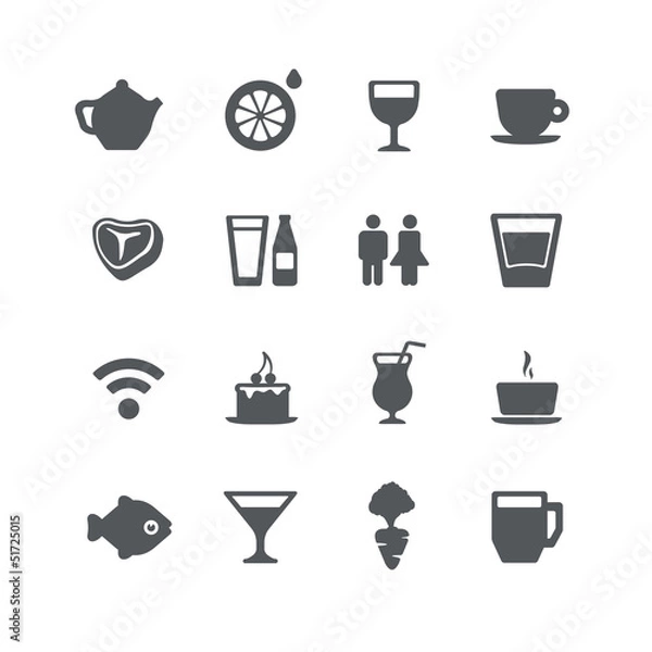 Obraz Cafe and restaurant icons set