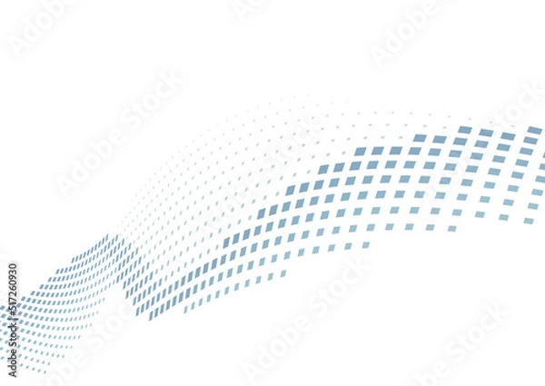Fototapeta Curved dotted line by squares with halftone effect. Vector graphics