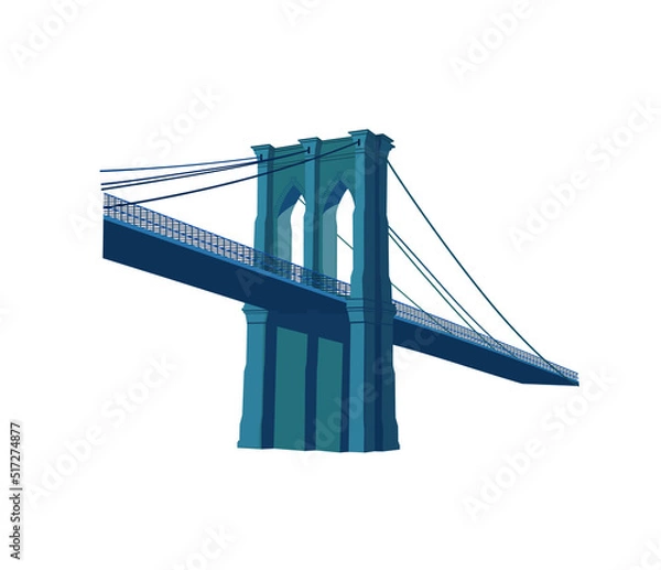 Obraz Brooklyn bridge in New York, USA. Vector illustration.