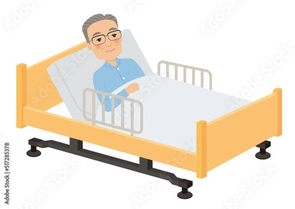 Fototapeta シニア介護ベッドで笑顔