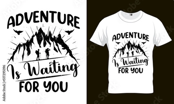 Fototapeta Hiking SVG t-shirt design Template,svg Files, Silhouette,background, Hiking bundle t shirt design,Adventure is waiting for you svg
