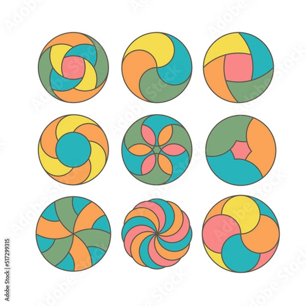 Obraz Stained glass icon set in vector..