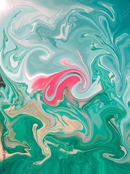 Fototapeta this is an illustration art of smooth colors with pink and green combination

