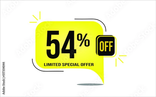 Obraz 54% off a yellow balloon with black numbers. Flag with percentage numbers