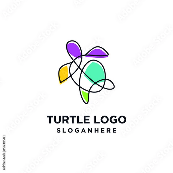 Obraz Turtle logo line, vector icon turtle modern