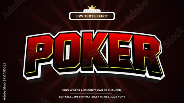 Fototapeta Editable poker casino slot text effect and gambling text style