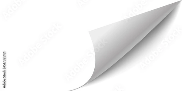 Obraz Curled corner paper page. Curl flip peel sheet of paper. Vector illustration.