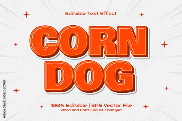 Obraz Corn Dog editable text effect Flat Cartoon style