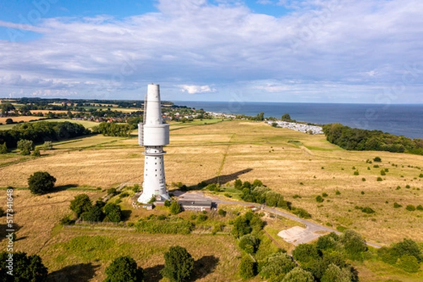 Fototapeta orchturm bei Pelzerhaken, Alter Fernmeldeturm, Blick auf die Ostseeküste, Campingplatz bei Rettin, Neustadt in Holstein, Schleswig-Holstein, Deutschland