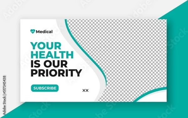 Fototapeta Medical healthcare youtube thumbnail and web banner template.Editable video thumbnail template