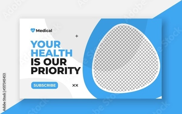 Fototapeta Medical healthcare youtube thumbnail and web banner template.Editable video thumbnail template