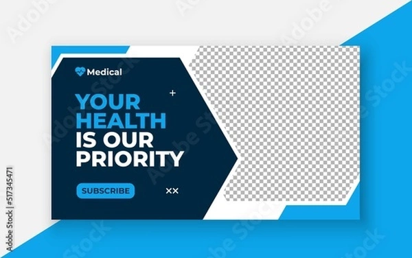 Fototapeta Medical healthcare youtube thumbnail and web banner template.Editable video thumbnail template
