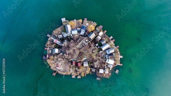 Obraz aerial view island in the middle of the lake