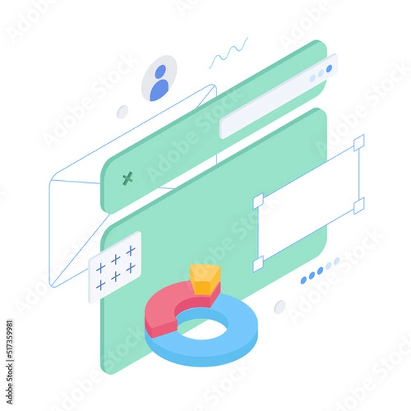 Fototapeta Ux, ui, website design, window, digital, app, presentation, infographic. Isometric vector illustration flat design isolated.