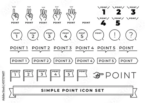 Fototapeta イラスト素材:シンプルポイントアイコンセット