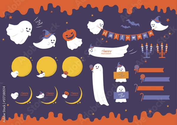 Obraz ハロウィン おばけの素材セット