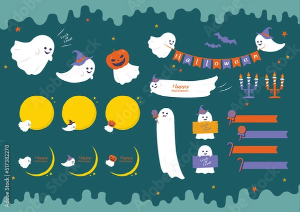 Obraz ハロウィン おばけの素材セット