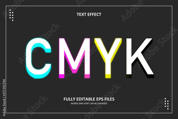 Obraz 3D CMYK Neon Text Effect Template Editable	