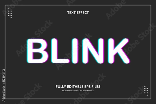 Obraz 3D Blink Glitch Text Effect Template Editable	