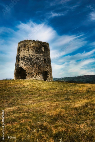 Obraz Wieża na polu, ruiny