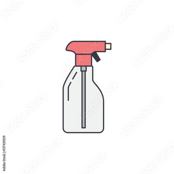 Fototapeta Spray Bottle, Hand Pressure Spray Water Kettle icon in color, isolated on white background 
