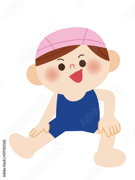 Obraz 準備運動をする水着の女の子のイラスト