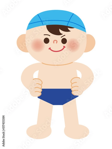 Fototapeta 水泳が得意で自信満々な男の子のイラスト