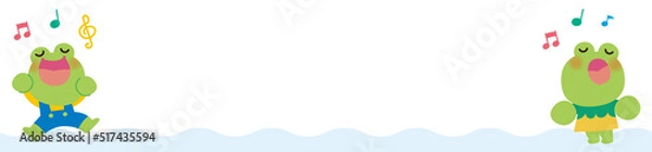 Obraz 雨の日に歌い出しちゃうカエルさんのイラスト