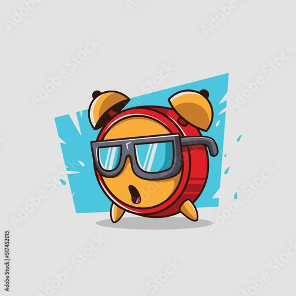 Obraz Logo character Clock alarm time. Vector illustration