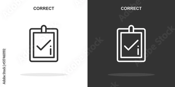 Fototapeta correct line icon. Simple outline style.correct linear sign. Vector illustration isolated on white background. Editable stroke EPS 10